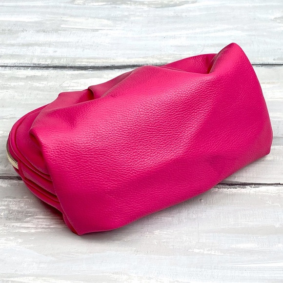 bareMinerals Hot Pink Faux Pebbled Leather Cosmetic Bag Makeup Zip Travel Bag - Picture 8 of 13